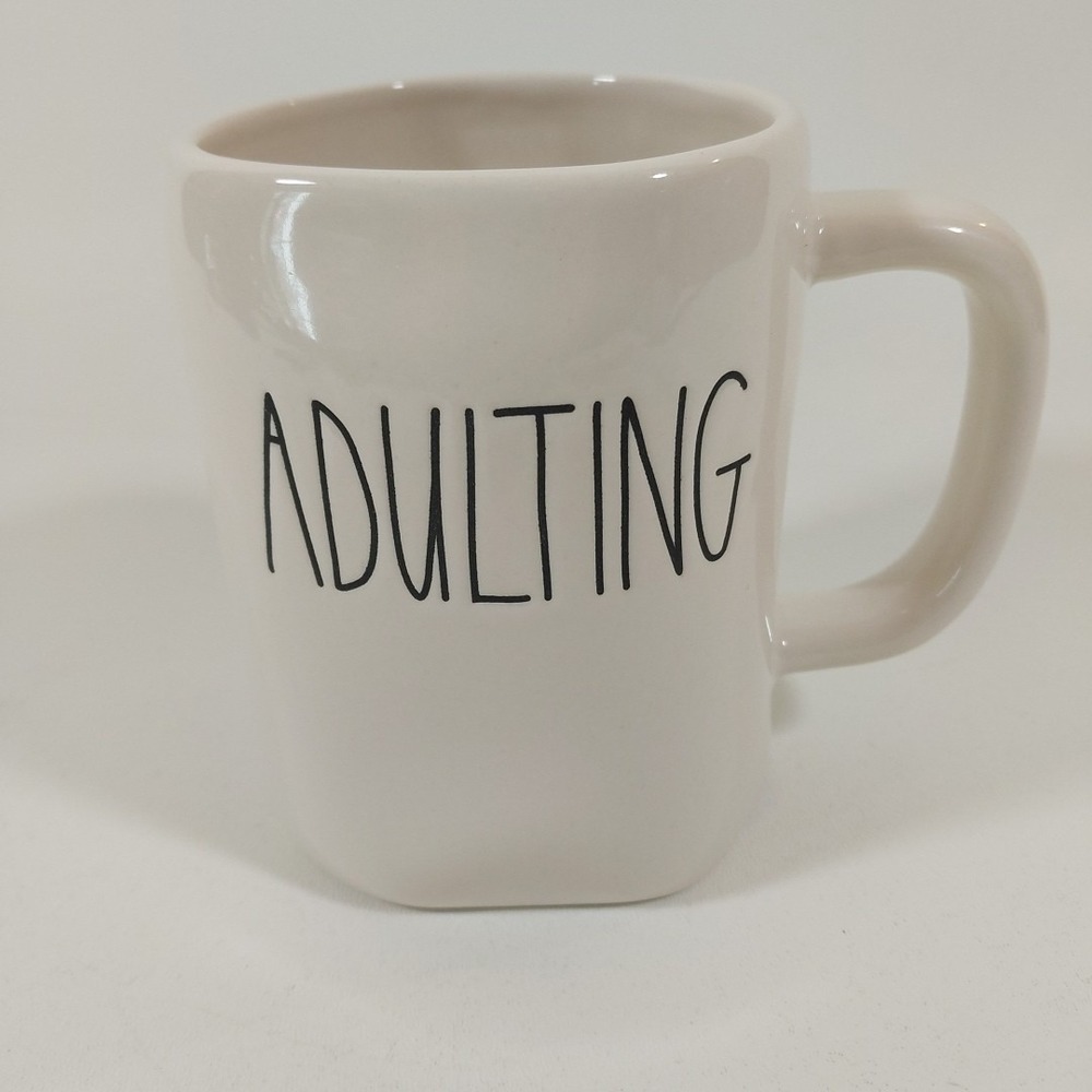 Rae Dunn "ADULTING" Coffee Mug Cupโ White Magenta Artisan Collection